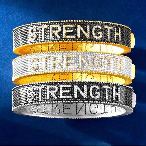 FREIDA ROTHMAN WOMEN OF STRENGTH BLACK RHODIUM And PLATINUM BANGLE BRACELET NEW - Picture 4 of 17